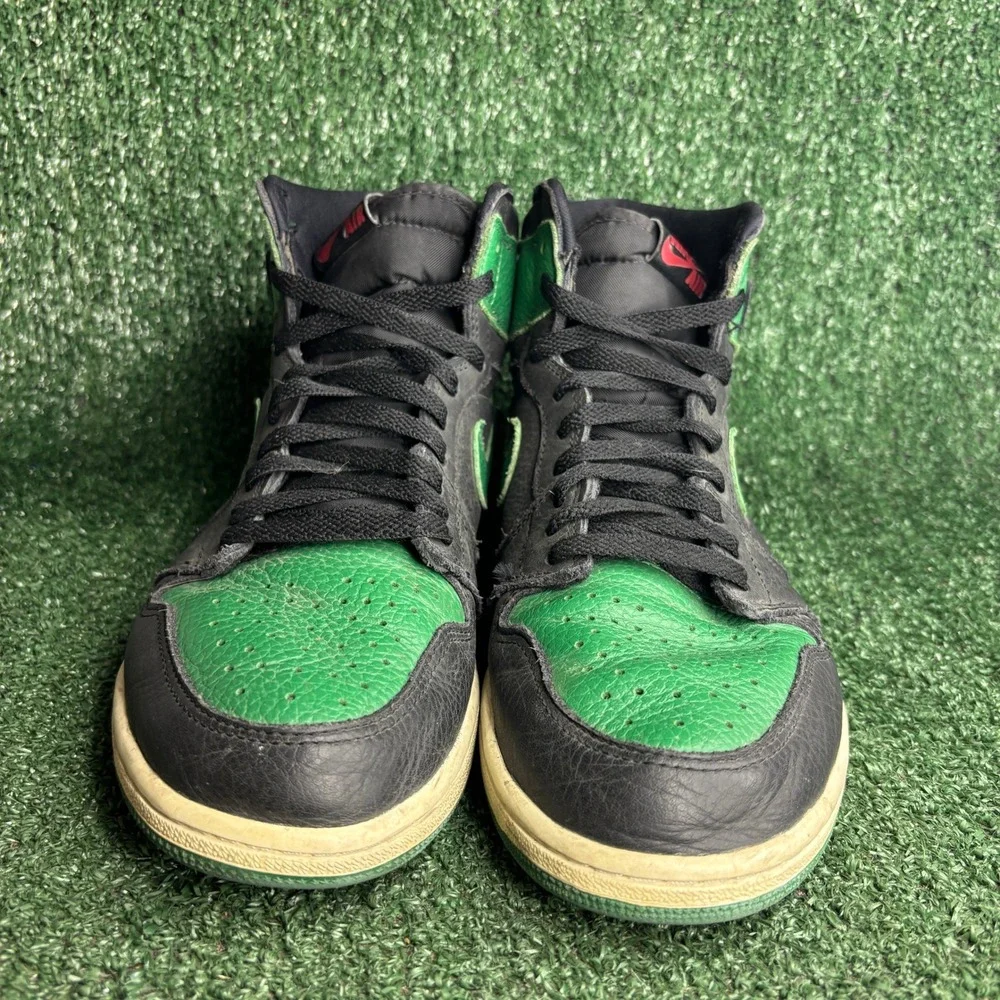 Jordan 1 Retro High Pine Green 2.0 Leather Athletic Sneaker Black Mens Size 10